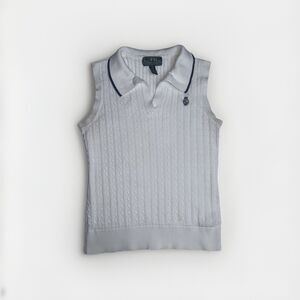Polo Ralph Lauren Women’s Cable Knit Sweater Vest White Pony Rare Adult Medium